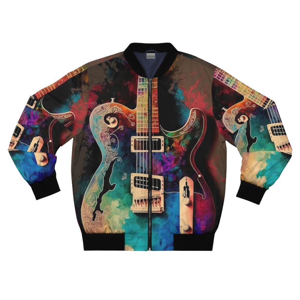 Telecaster thinline electric guitar printed on a bomber jacket