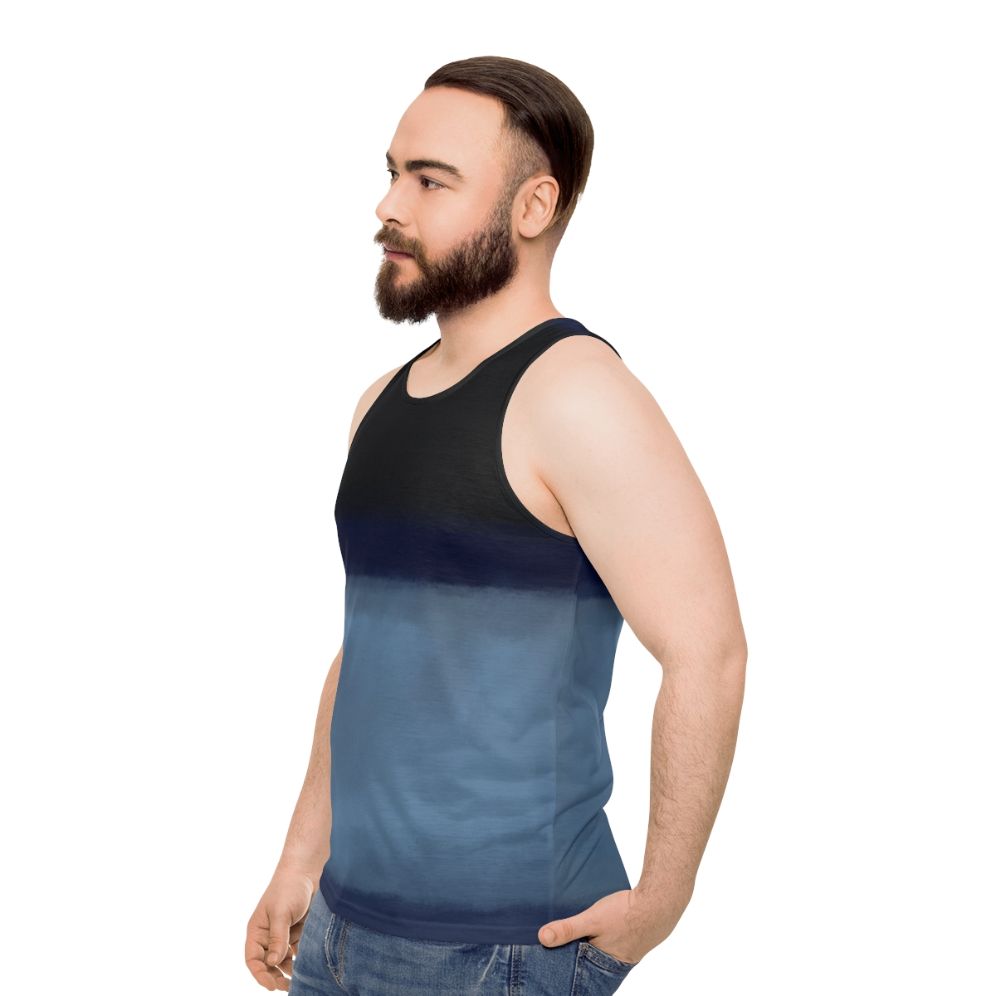 Rothko inspired blue unisex tank top - men side