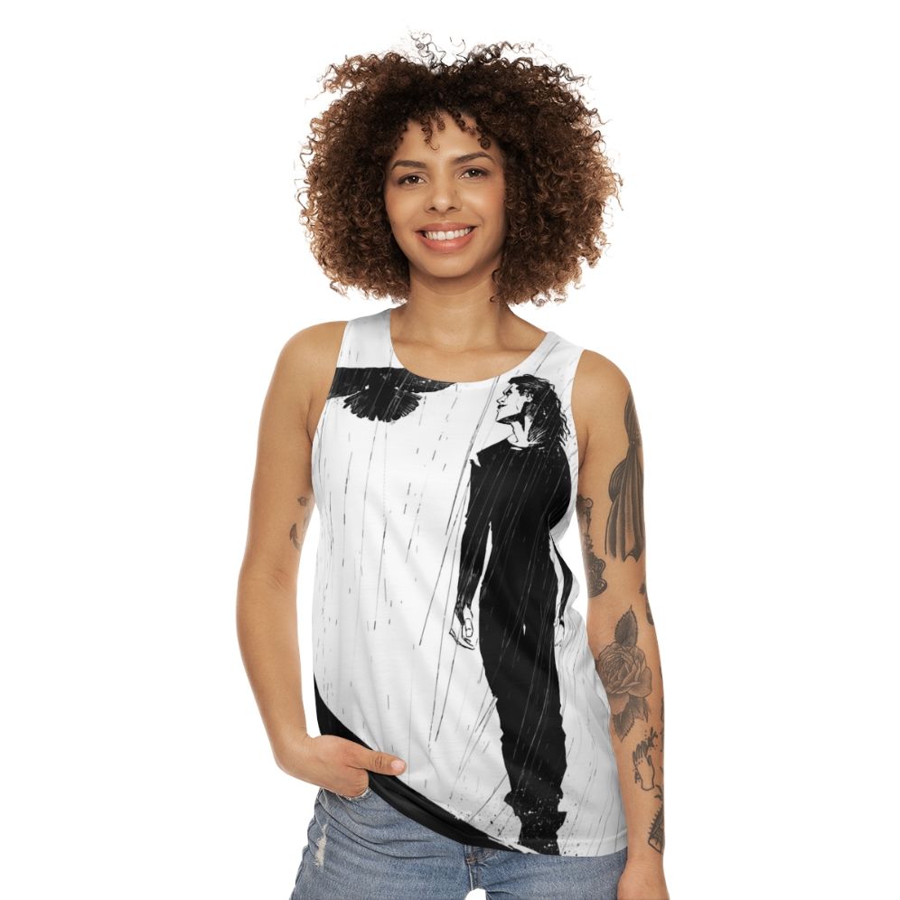 The Raven Unisex Tank Top featuring iconic imagery from the cult movie "The Crow" - women