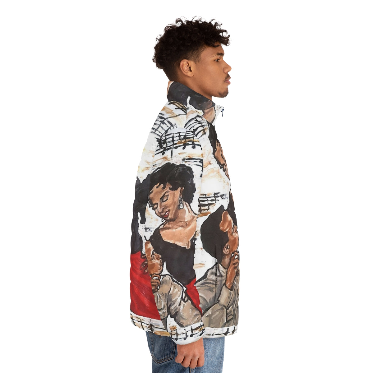 Carmen Jones' "That's Love" puffer jacket in a cozy, warm design perfect for winter fashion - men side right