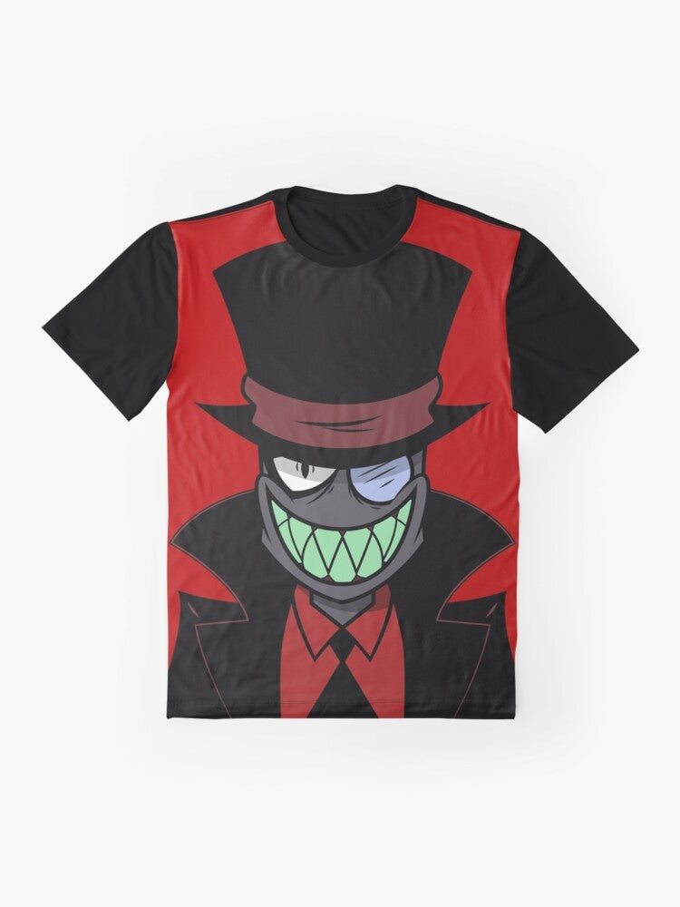 Villainous Black Hat Graphic T-Shirt featuring characters from the Cartoon Network show - Flat lay