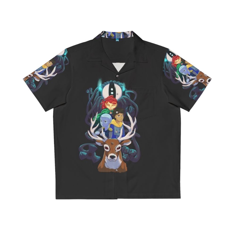 Infinity Train Fantasy Hawaiian Shirt featuring cartoon characters from the Cartoon Network series