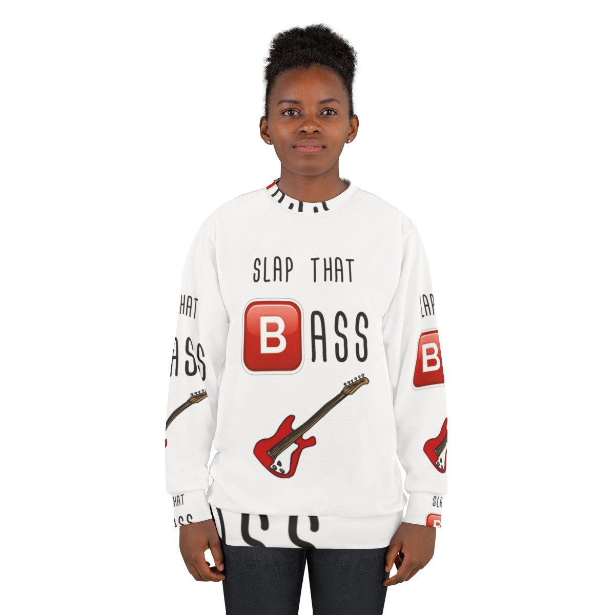 Slap that bass sweatshirt featuring an impossible bassline design - women