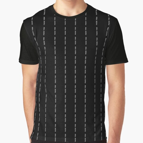 Pinstripe graphic t-shirt with curse word design