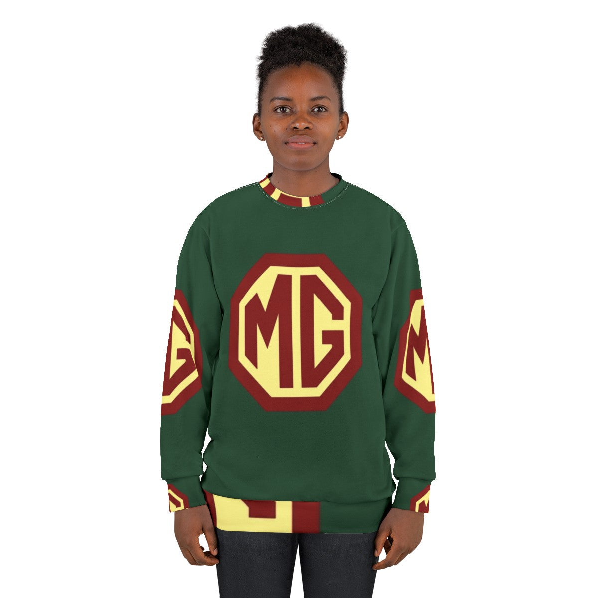 Classic MG sports car logo on a comfortable sweatshirt - women