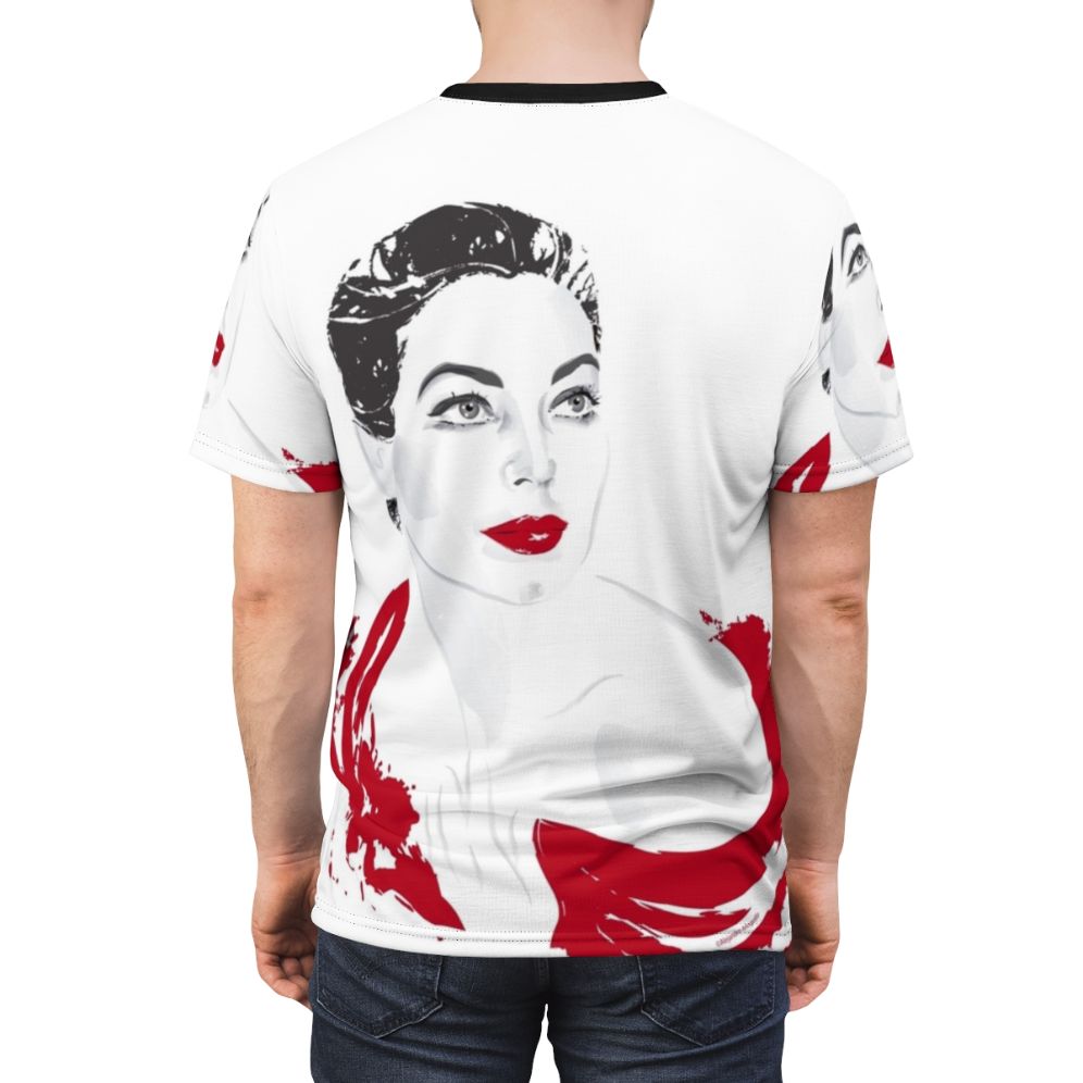 Artistic portrait of classic Hollywood actress Ava Gardner on a high-quality t-shirt. - men back