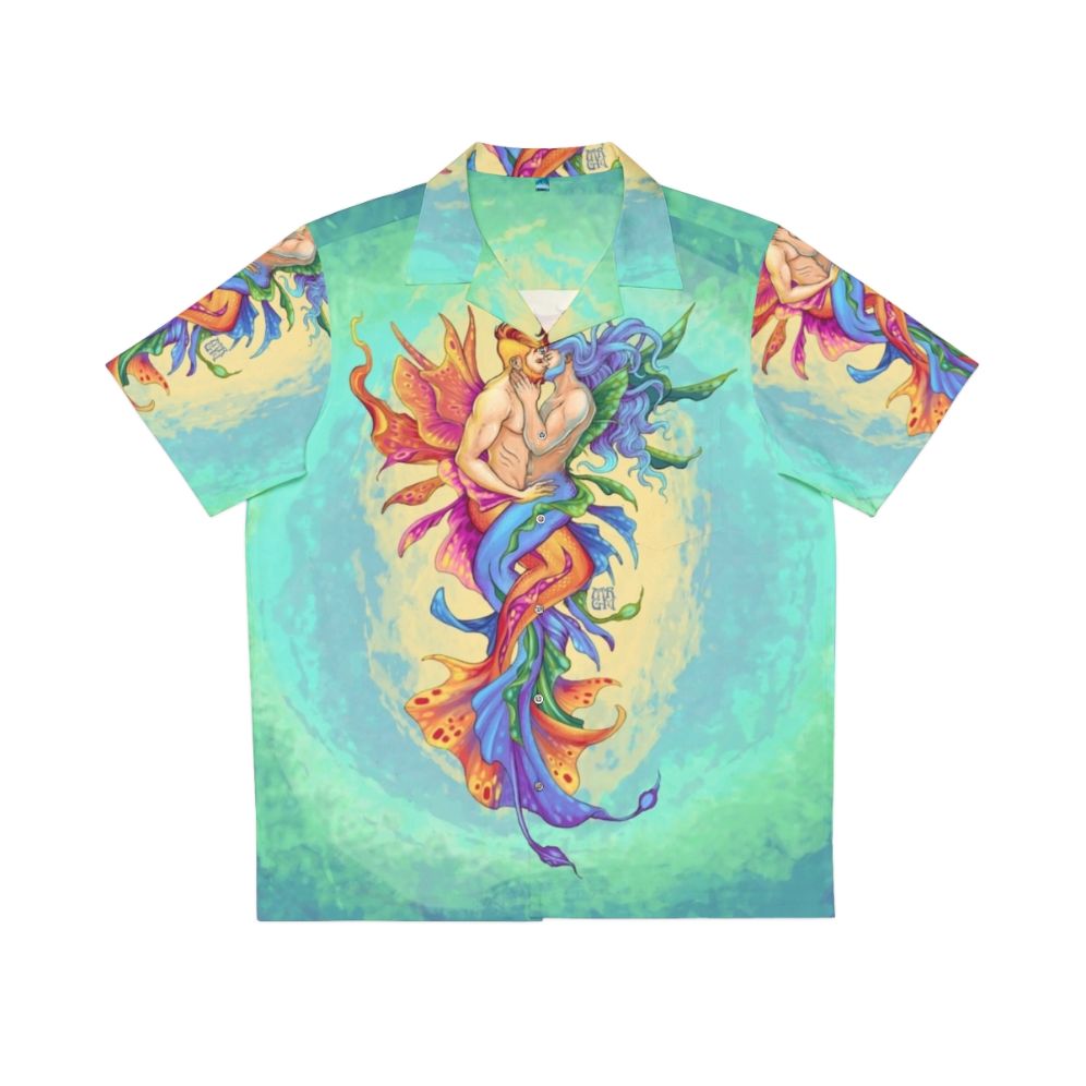 Underwater Kiss Hawaiian Shirt featuring a merman design