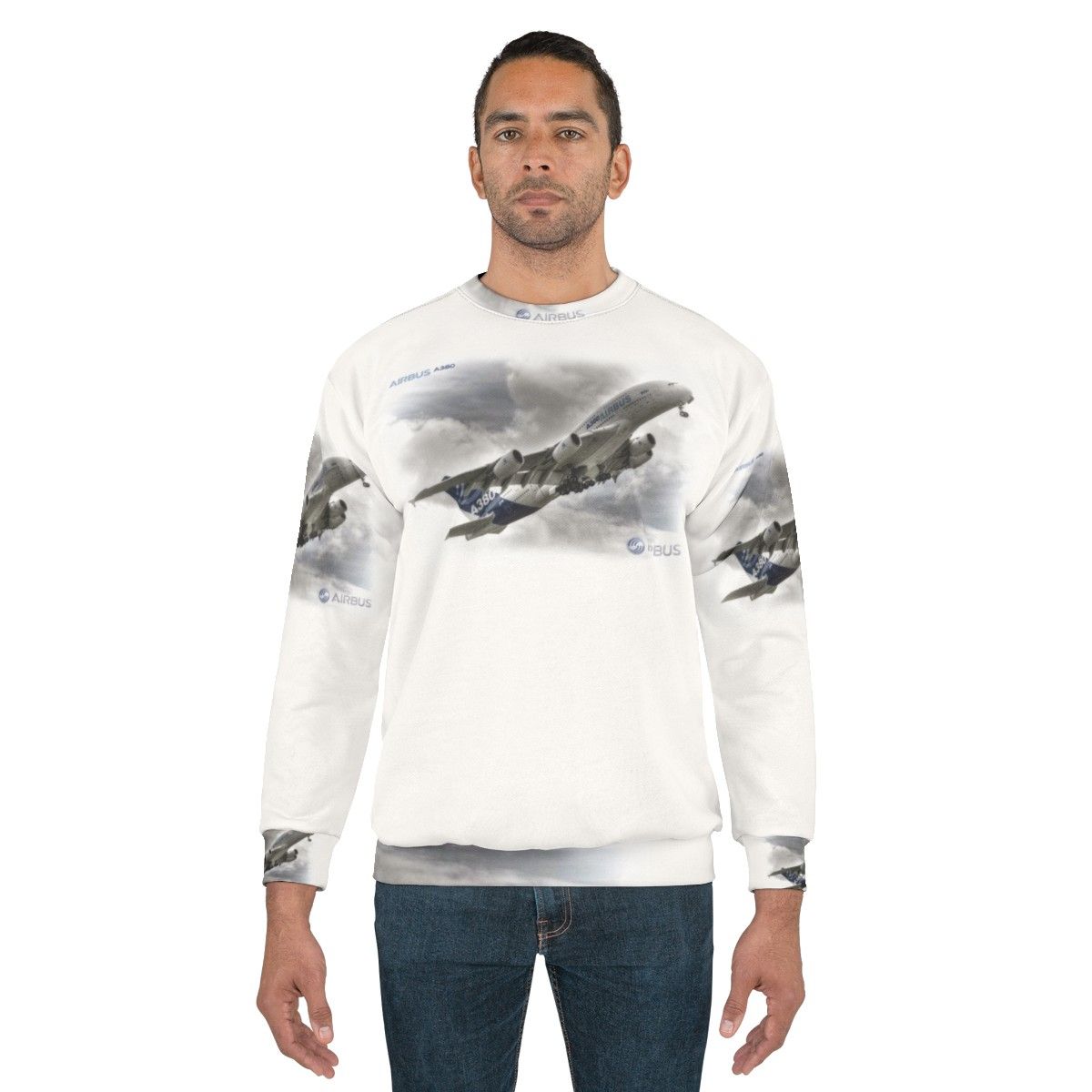 Airbus A380 airplane sweatshirt for aviation enthusiasts - men