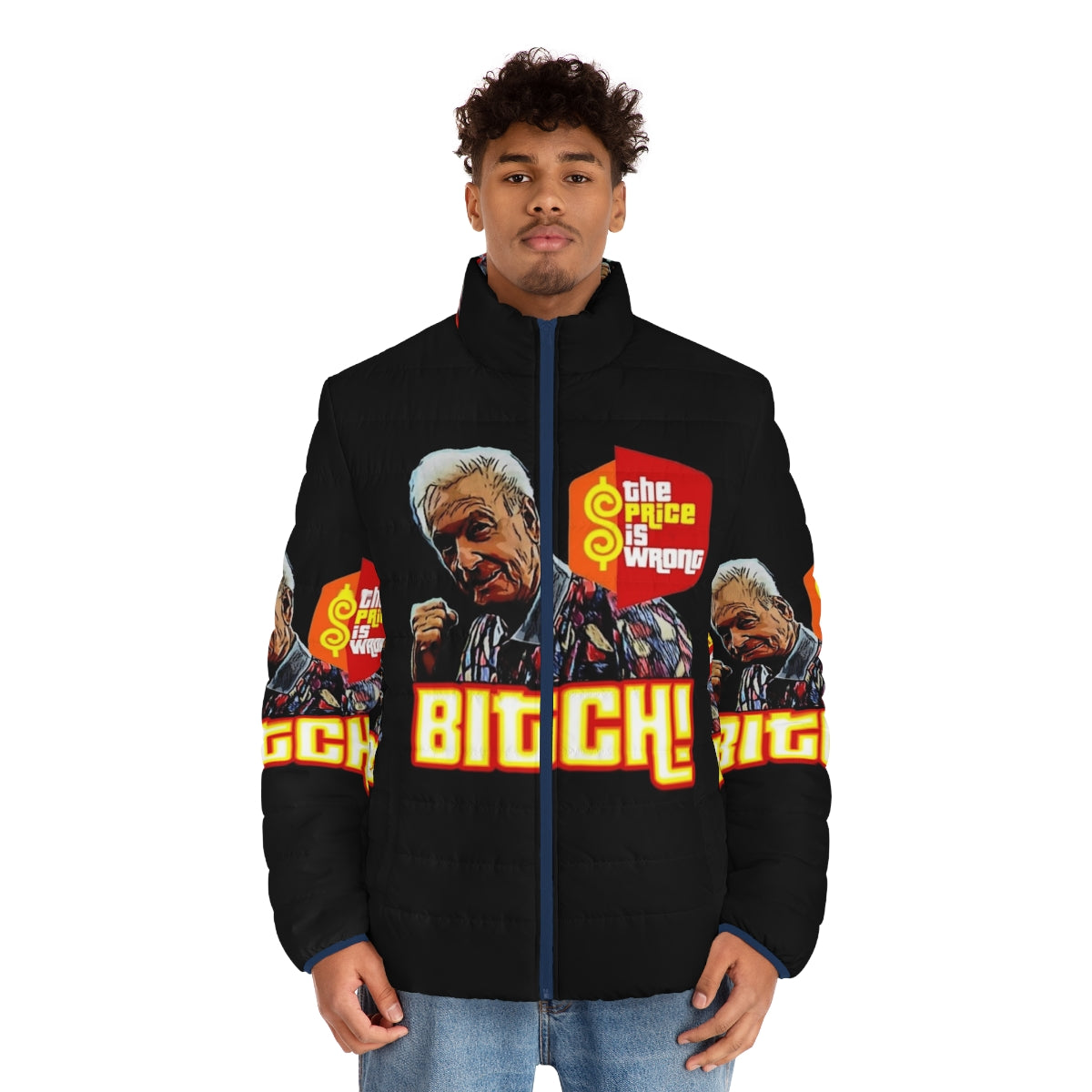 The Price Is Wrong Puffer Jacket with Christmas Vacation inspired design - men front