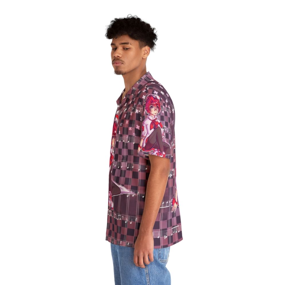 fukase hawaiian shirt featuring purple music notes anime design - People Left