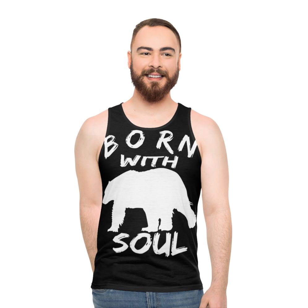 Unisex tank top with bear soul design - men