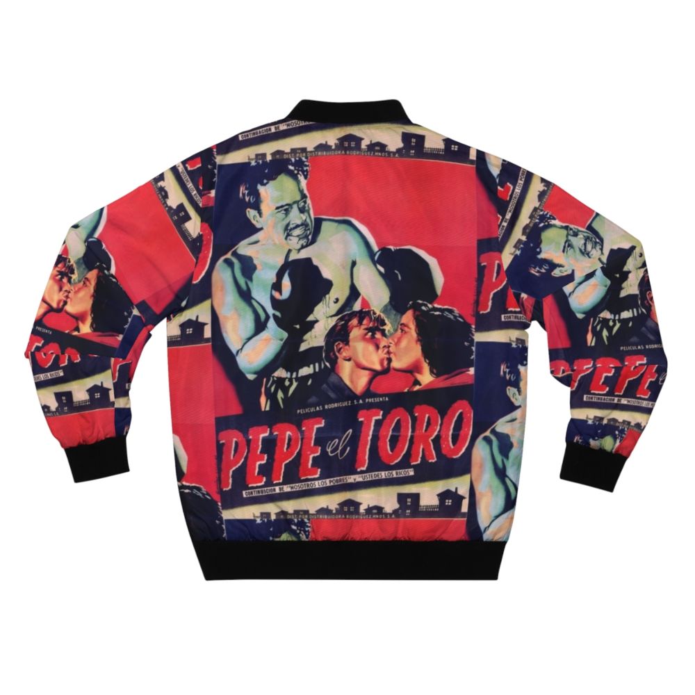 Vintage Mexican Cinema Icons Bomber Jacket with images of classic Mexican movie stars - Back