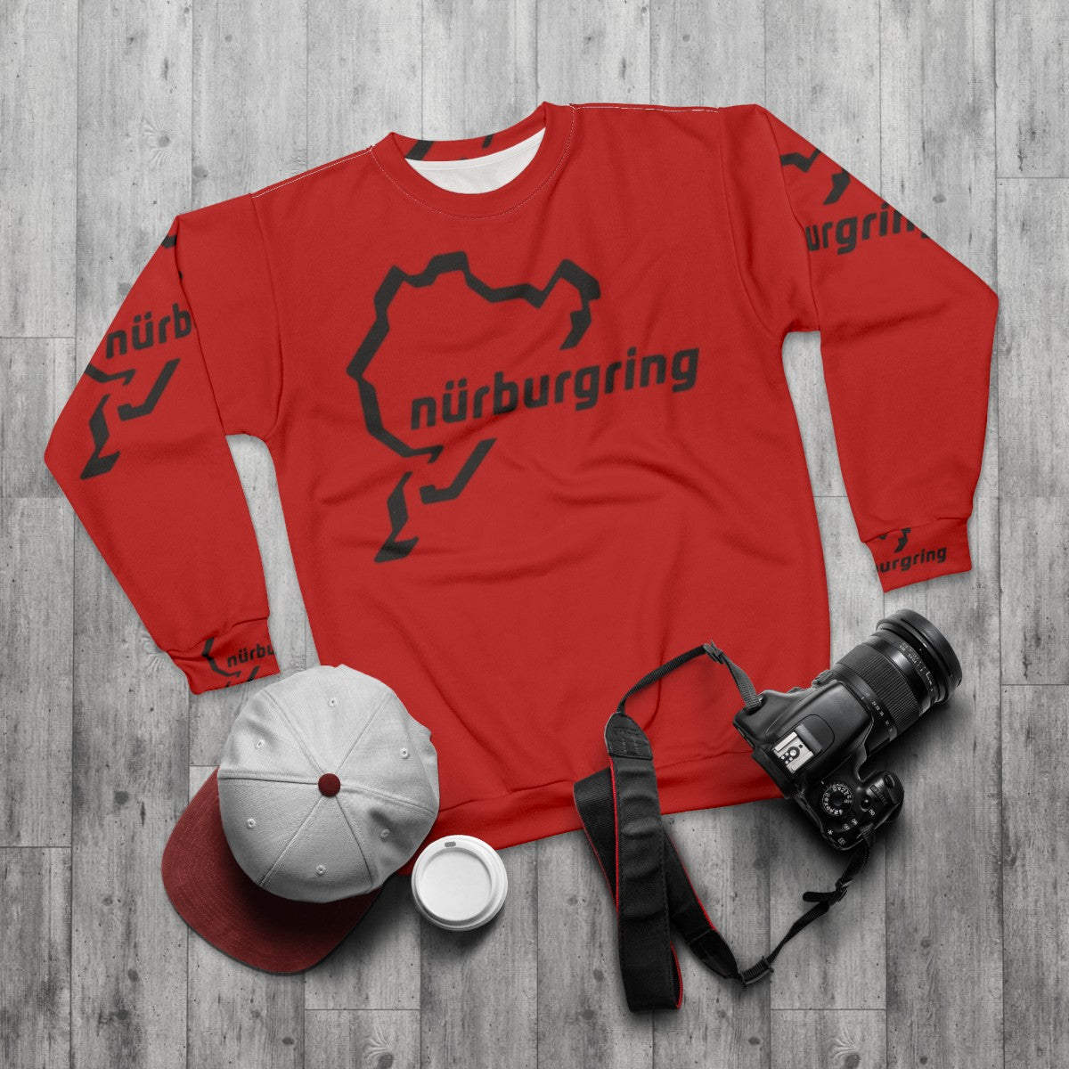 Nurburgring Nordschleife Racing Automotive Sweatshirt - flat lay