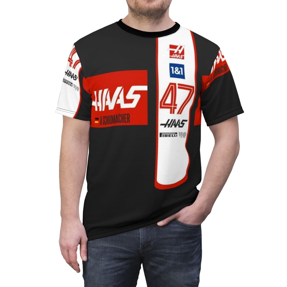 Haas F1 Team Mick Schumacher 2022 Motorsport T-shirt - men front