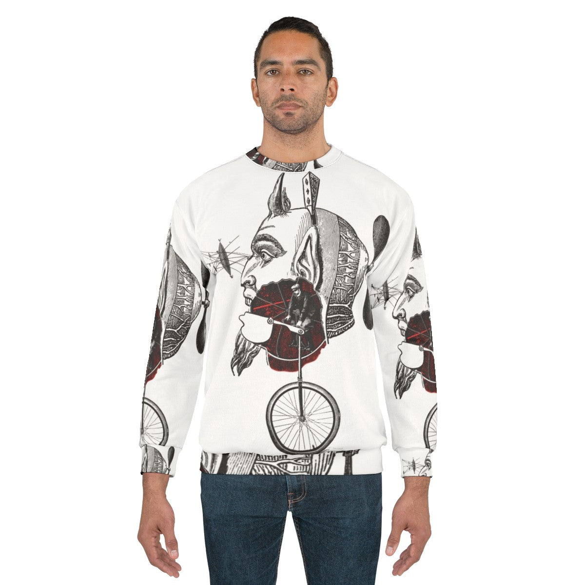 Redditur Infernum occult horror vintage sweatshirt with skull and skeleton design - men