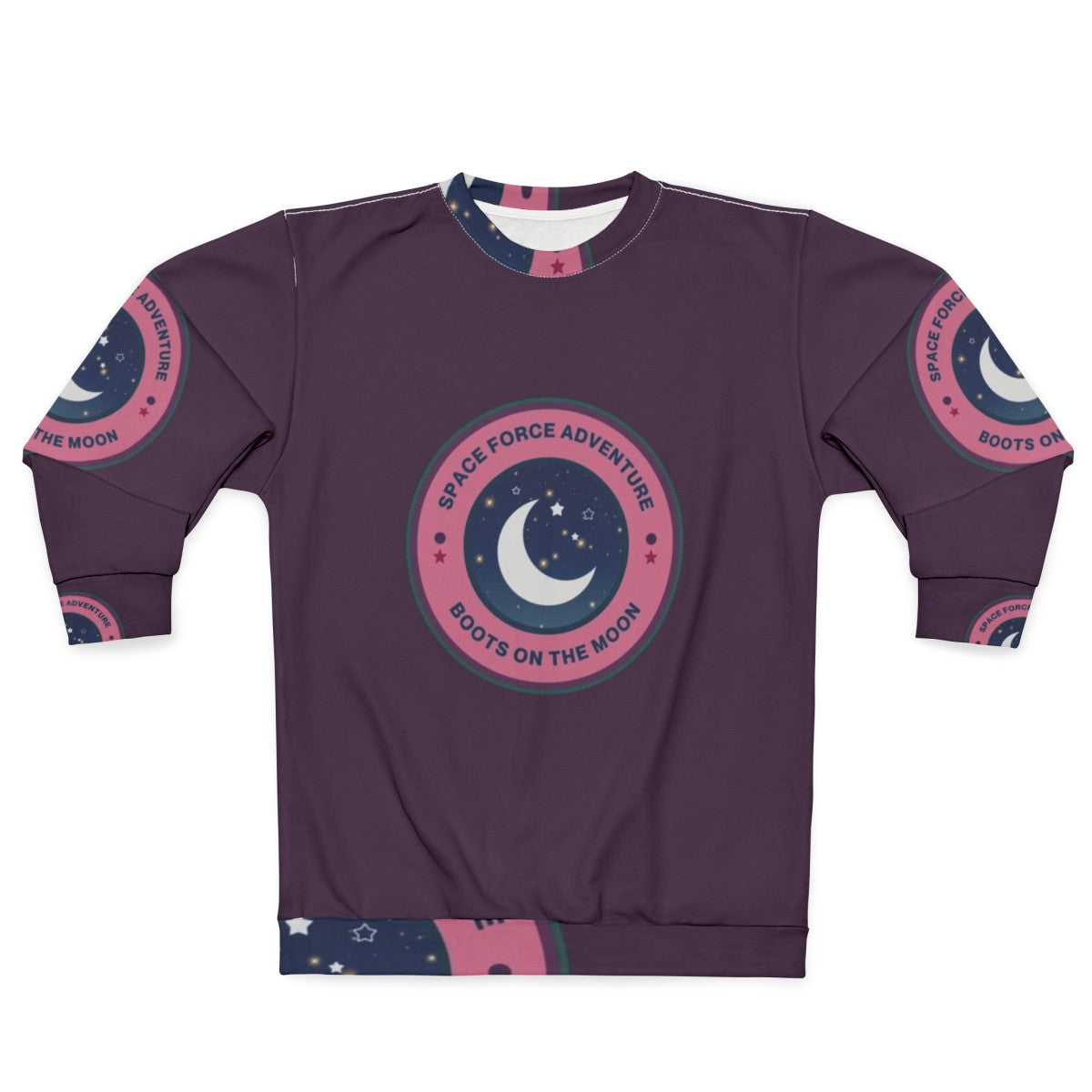 Space Force Adventure Boots On The Moon Sweatshirt with Galaxy Print Design