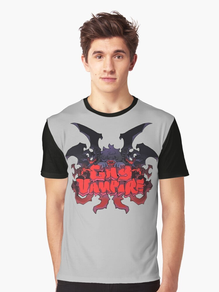 Graphic tee featuring a gothic vampire design - Men