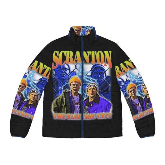 Scranton The Electric City Puffer Jacket featuring The Office characters and inspired graphics