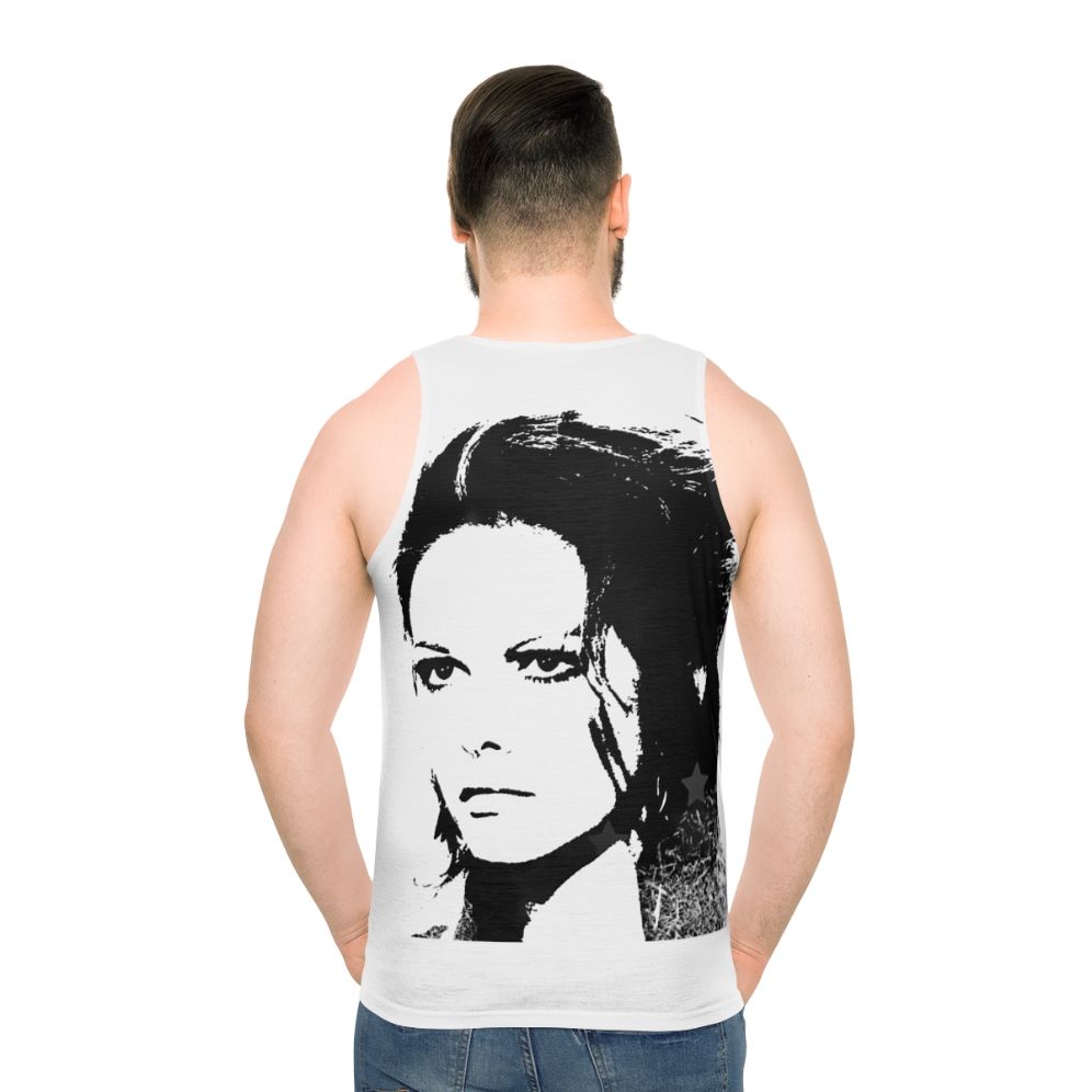 Unisex tank top featuring iconic Italian actress Claudia Cardinale - men back