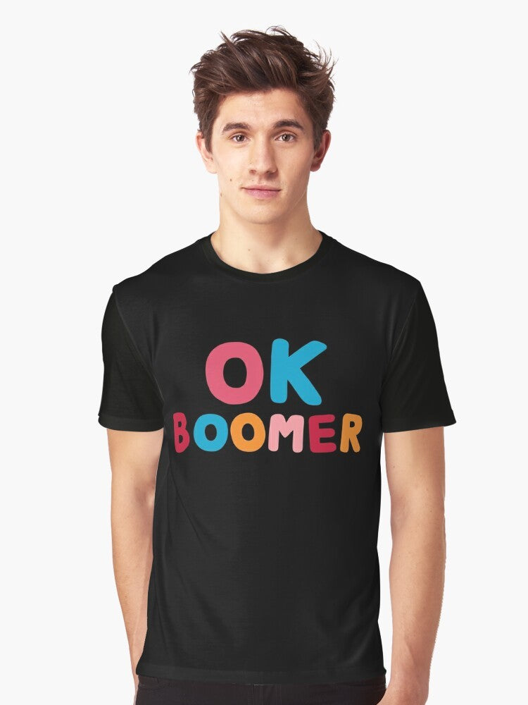 "Ok Boomer" Funny Graphic T-Shirt with Colorful Typography Design - Men