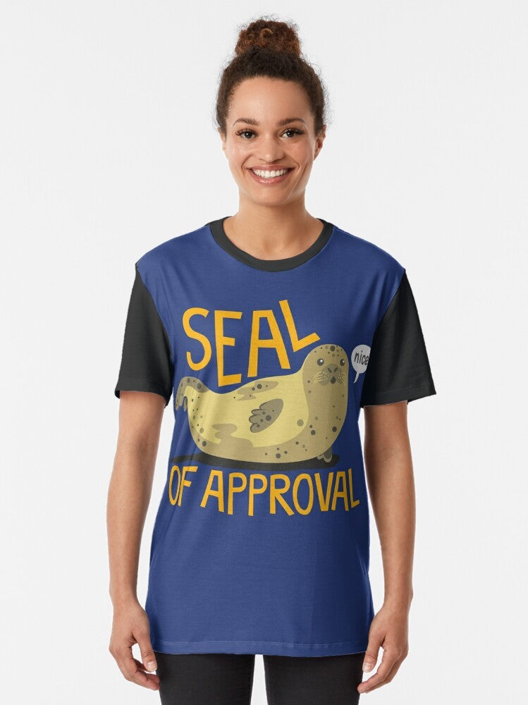 Graphic t-shirt with a cute seal design and the text "Seal of Approval" - Women