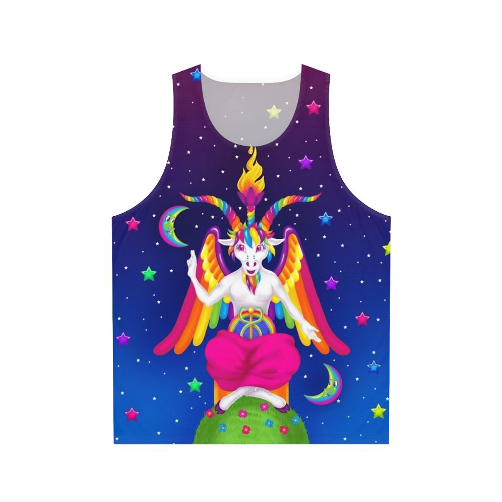 1990s neon rainbow baphomet unisex tank top