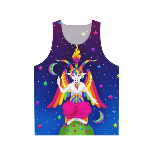 1990s neon rainbow baphomet unisex tank top