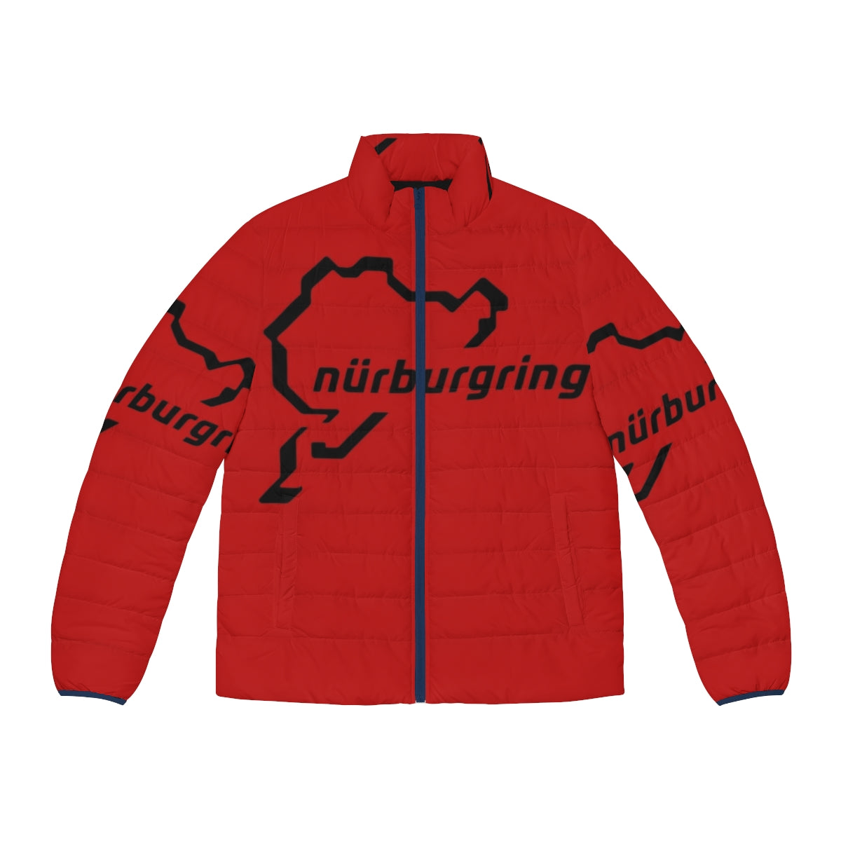 Puffer jacket with Nürburgring and high-performance car graphics