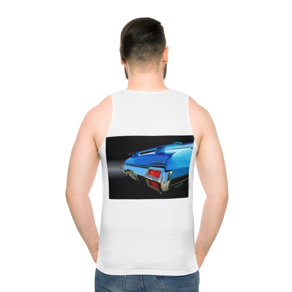 1971 Olds 442 Vintage Muscle Car Unisex Tank Top - men back