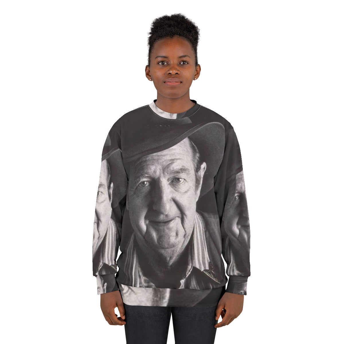 Slim Dusty Aussie Legend Black and White Retro Folk Sweatshirt - women