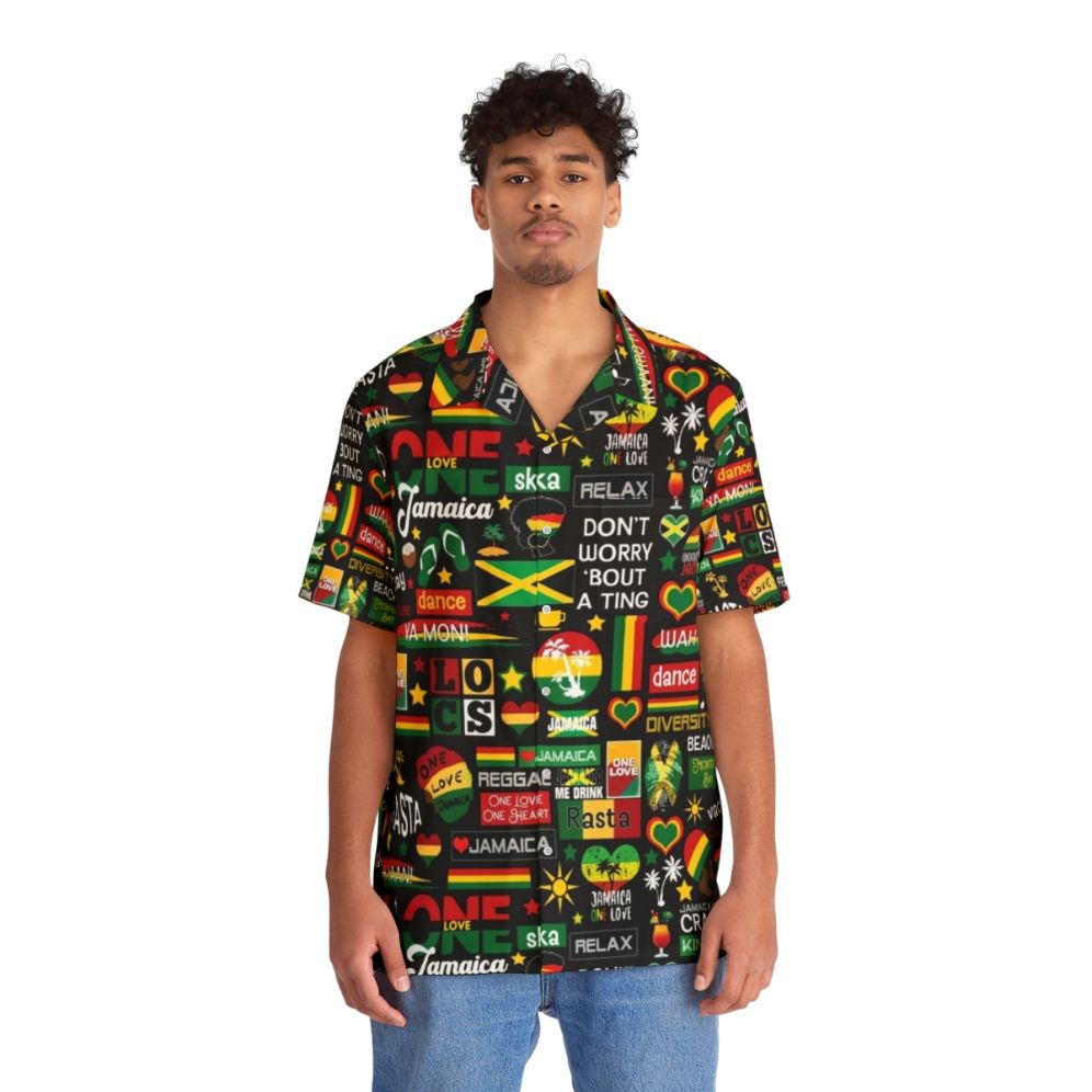 Jamaican One Love Reggae Pattern Hawaiian Shirt - People Front