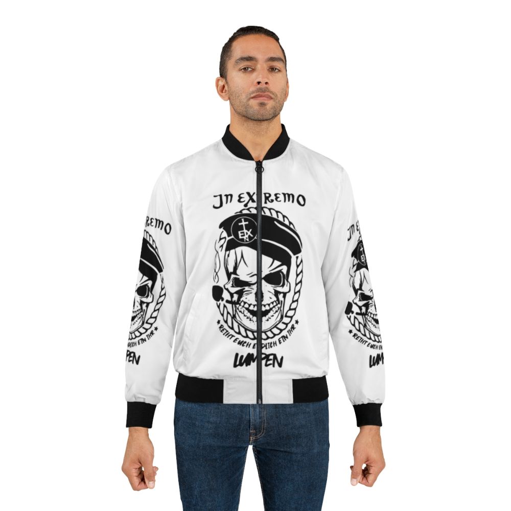 In Extremo band logo printed on a black bomber jacket - Lifestyle