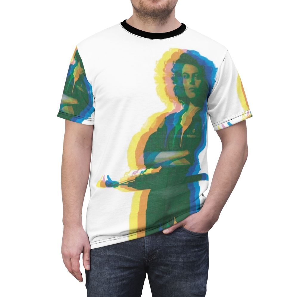 Retro alien movie inspired 70s style graphic t-shirt - men front