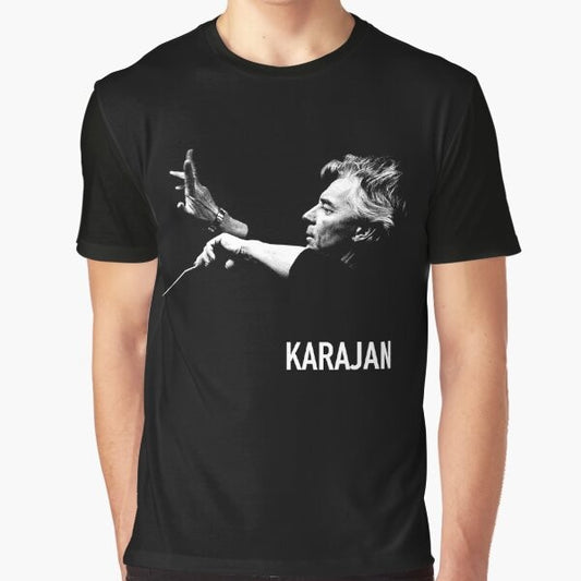 Karajan Graphic Orchestra T-Shirt with Symphony and Conductor Motif