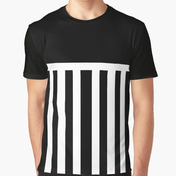 Port Adelaide "Prison Bars" Heritage Graphic T-Shirt - Celebrate the iconic Port Adelaide Magpies AFL football team's heritage with this black and white striped graphic tee.