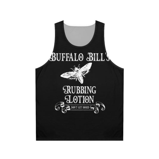 Unisex tank top with "Buffalo Bill" inspired horror design