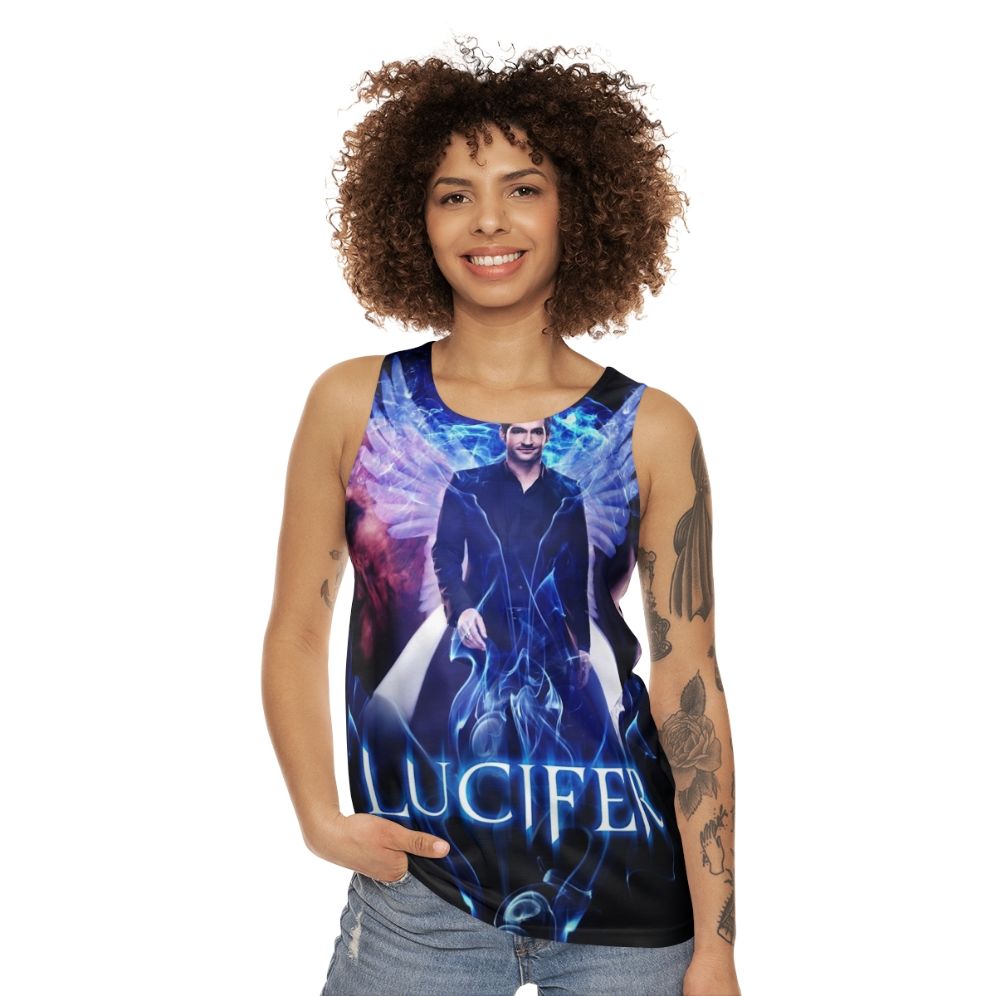 Lucifer Morningstar devil vs angel unisex tank top - women