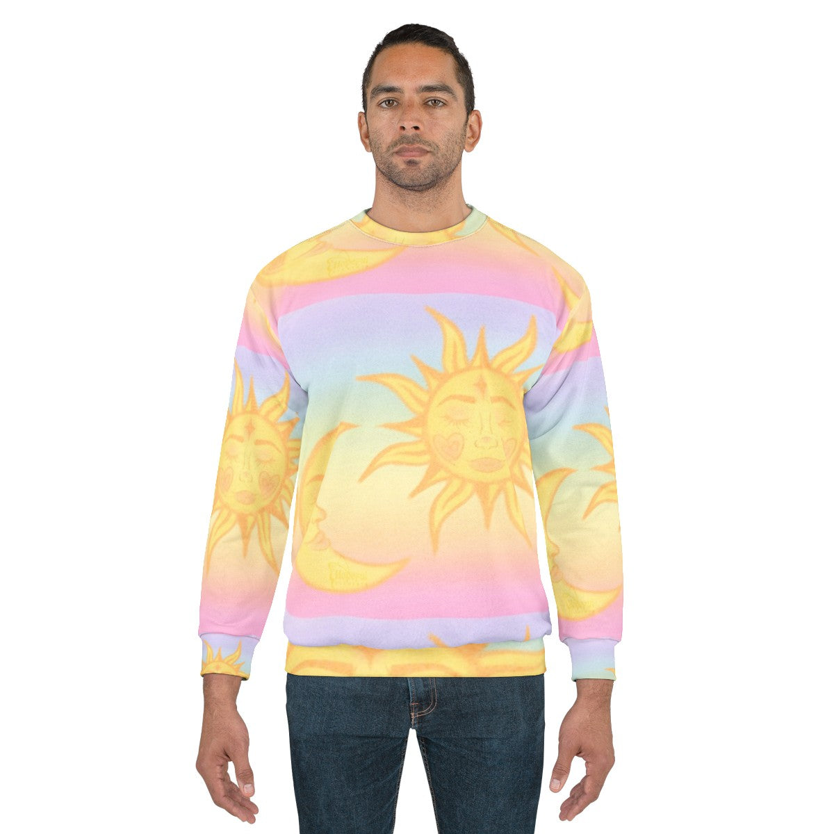 Bohemian Celestial Hippie Sun and Moons Sweatshirt - men