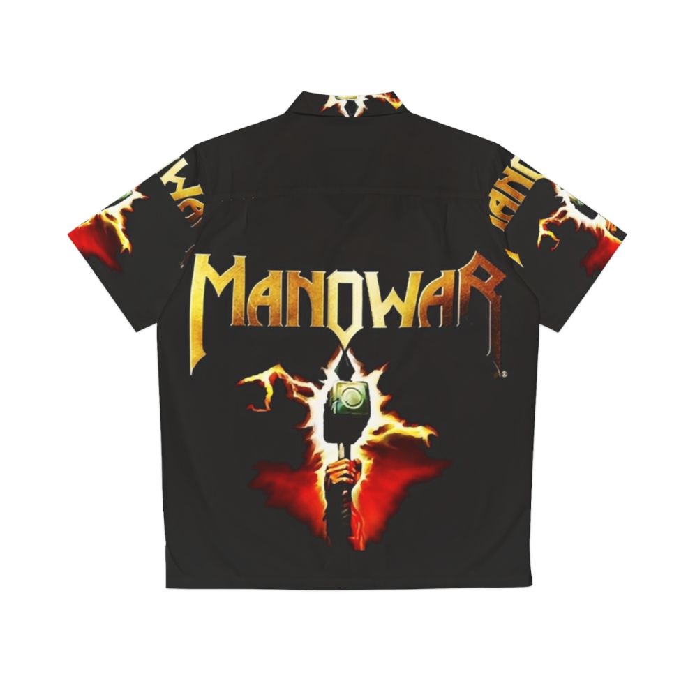 Manowar logo Hawaiian shirt with vibrant tropical design - Back