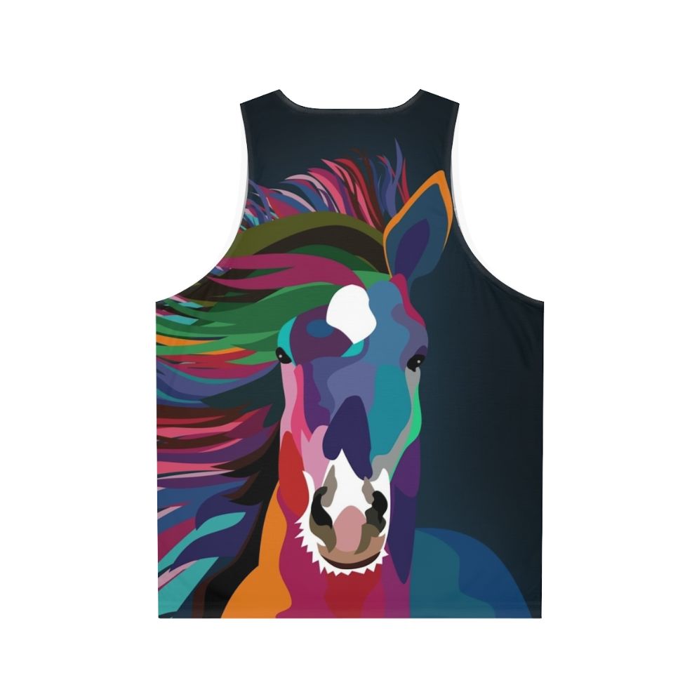 Vibrant abstract horse running unisex tank top - Back