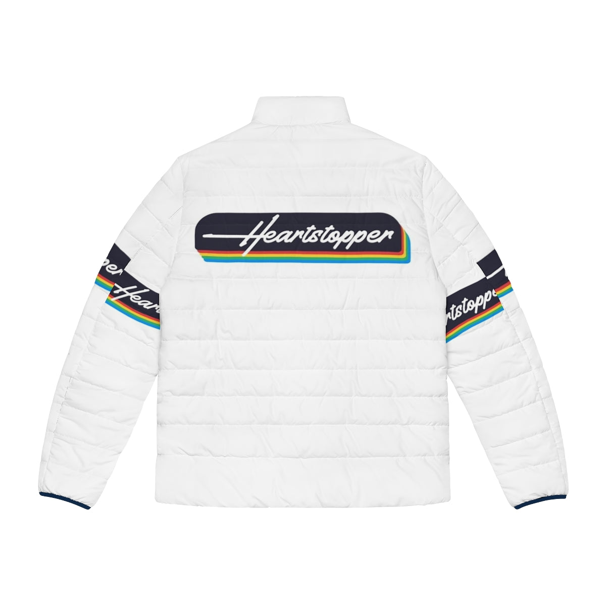 Heartstopper Pride Inspired Trendy Puffer Jacket with LGBTQ+ themed graphics - Back