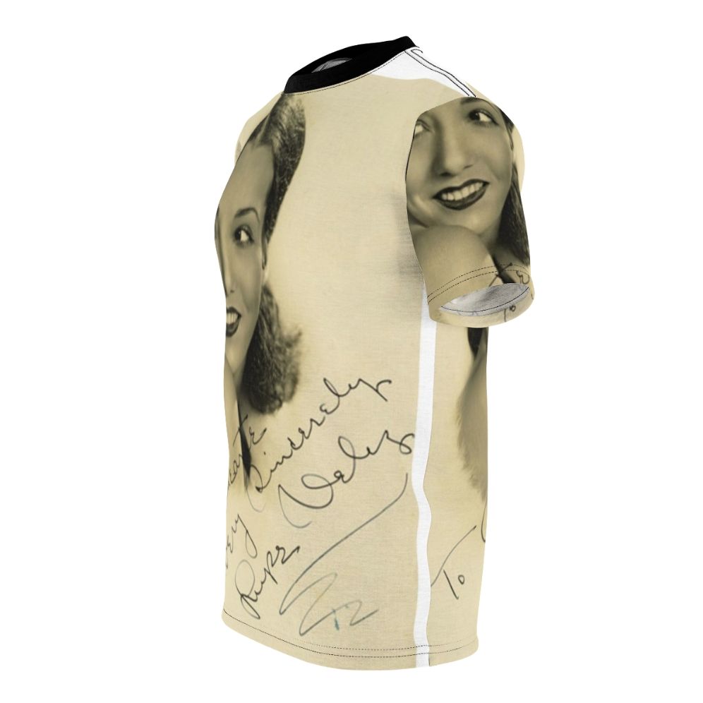 Vintage T-shirt featuring a signed portrait of classic movie star Lupe Velez - men left