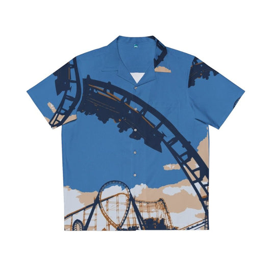 Vintage Vortex 1987 Hawaiian Shirt featuring roller coaster design