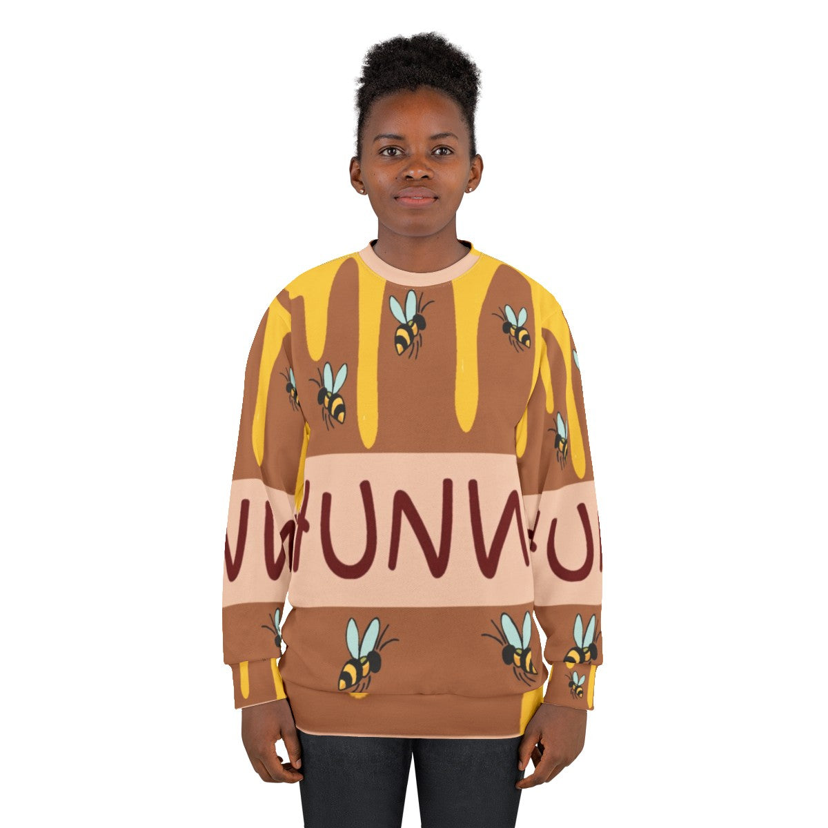 Honey Pot Sweatshirt with Cartoon Bear Design - women