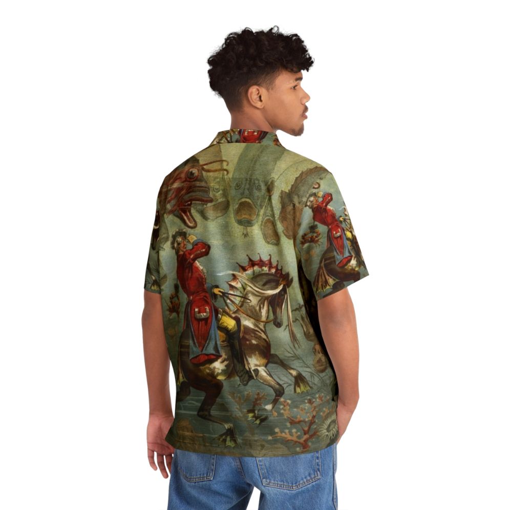 Vintage Baron Munchausen Hawaiian shirt featuring a whimsical sea horse design - People Back