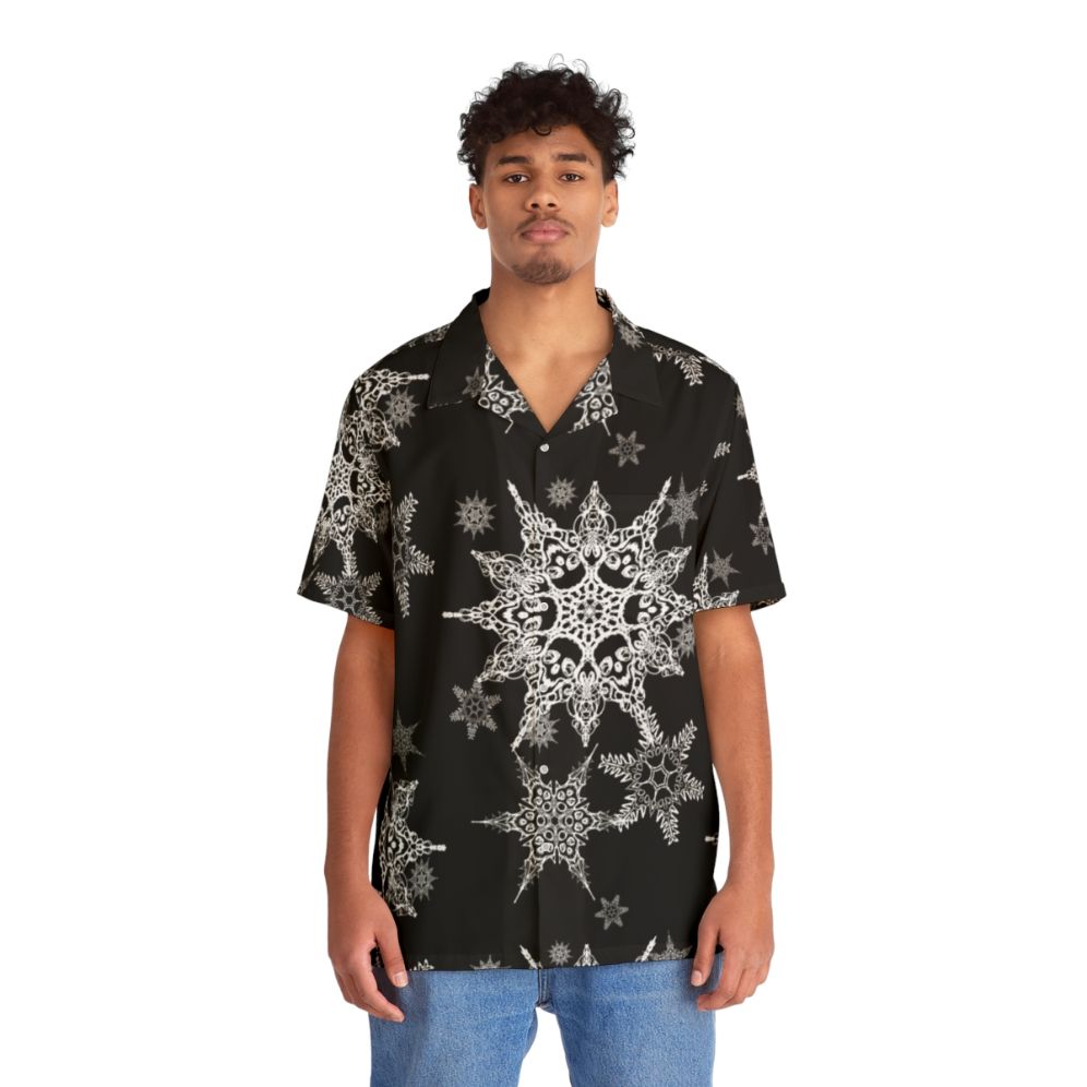 Skull Snowflake Gothic Holiday Hawaiian Shirt - People Front