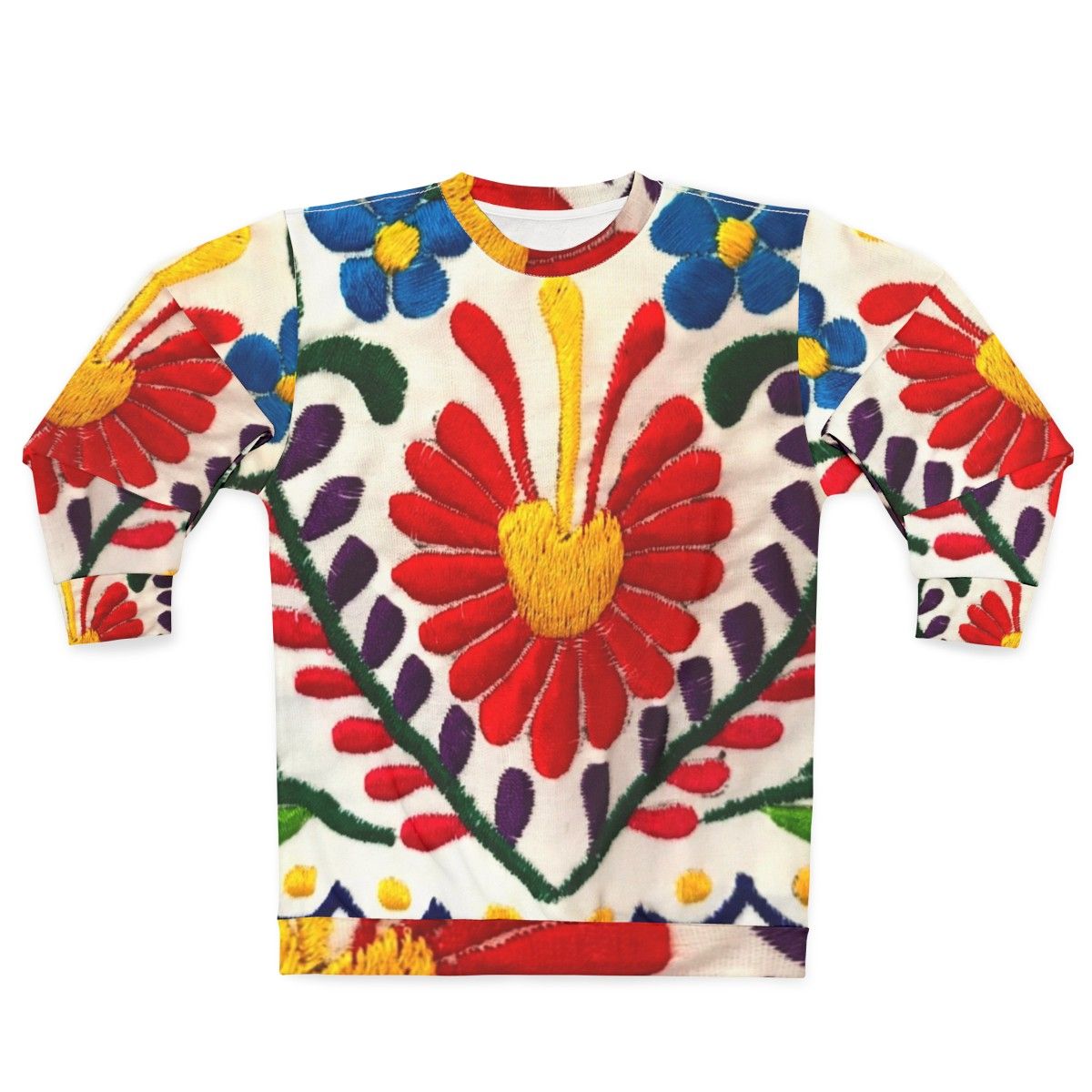 Mexican flowers sweatshirt with red floral design