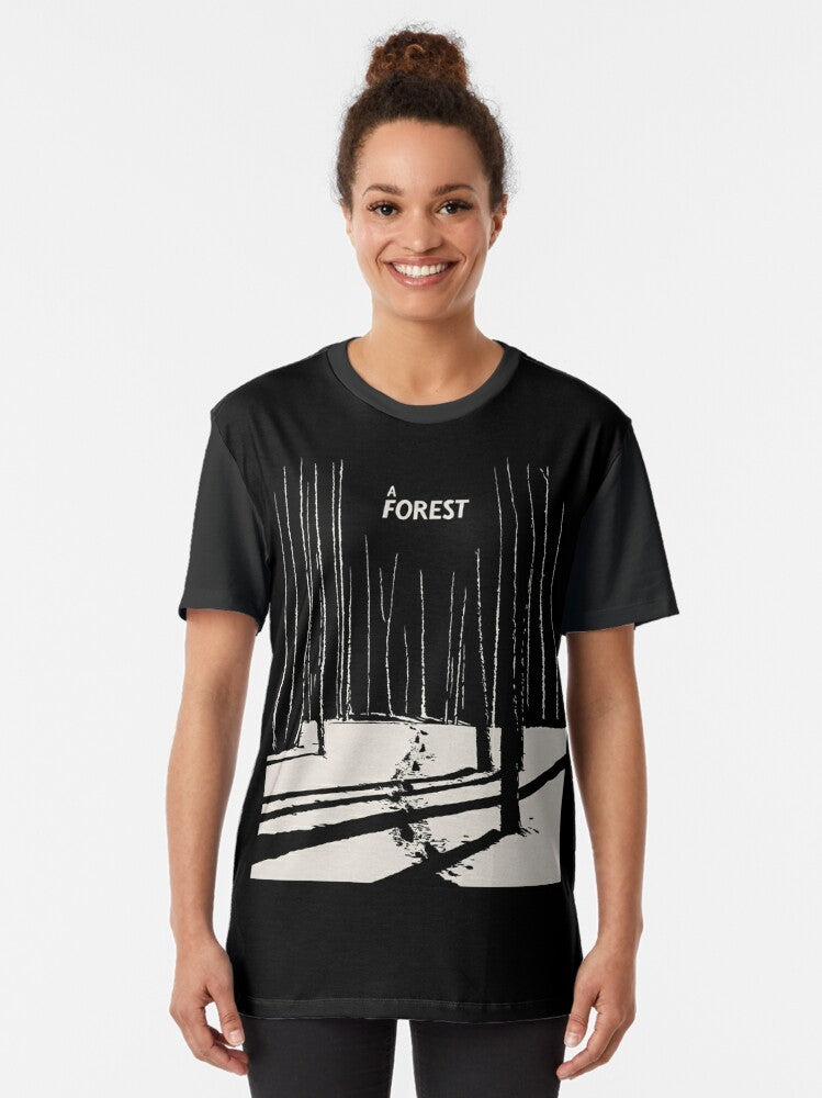 The Cure "A Forest" Gothic Winter Graphic T-Shirt featuring the iconic 80s band The Cure - Women