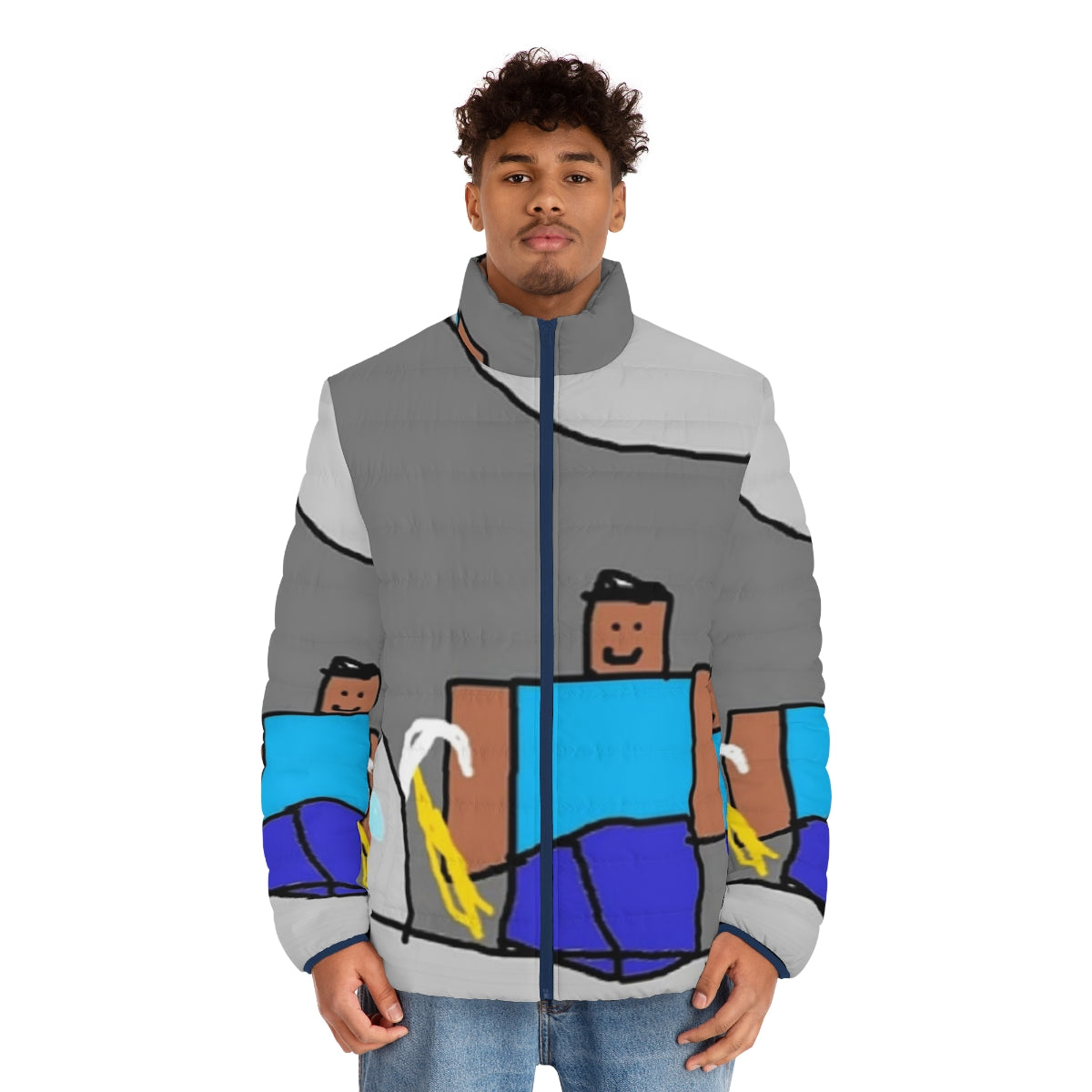 Minecraft diamonds puffer jacket - men front