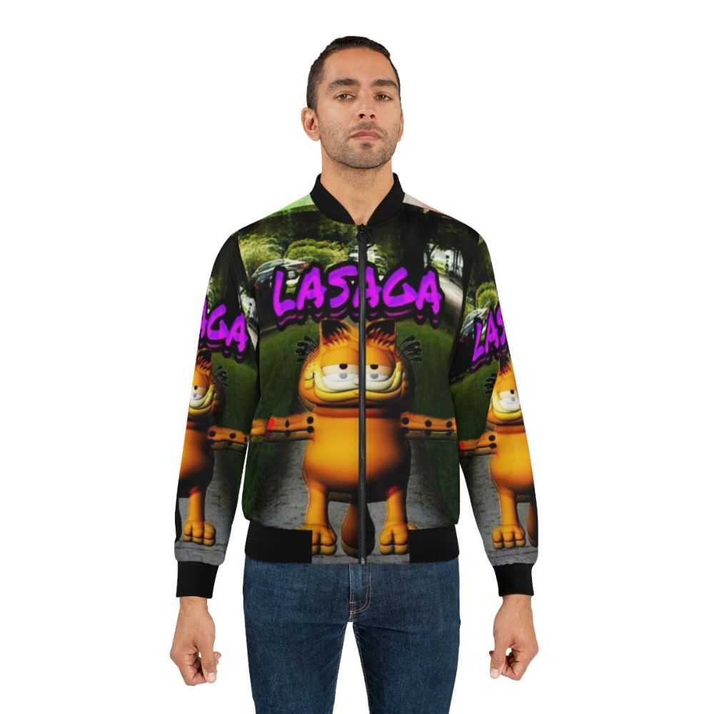 Garfield-themed bomber jacket with meme-inspired graphics - Lifestyle